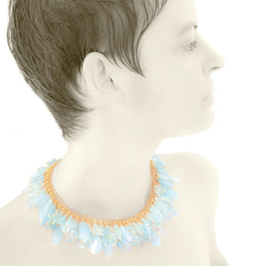 COLLIER DE CHIEN Silber925, goldplattiert - Aquamarin