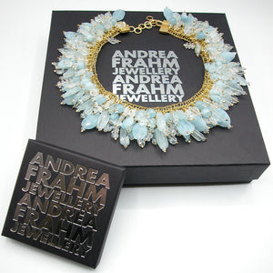 COLLIER DE CHIEN Silber 925, goldplattiert - Aquamarin
