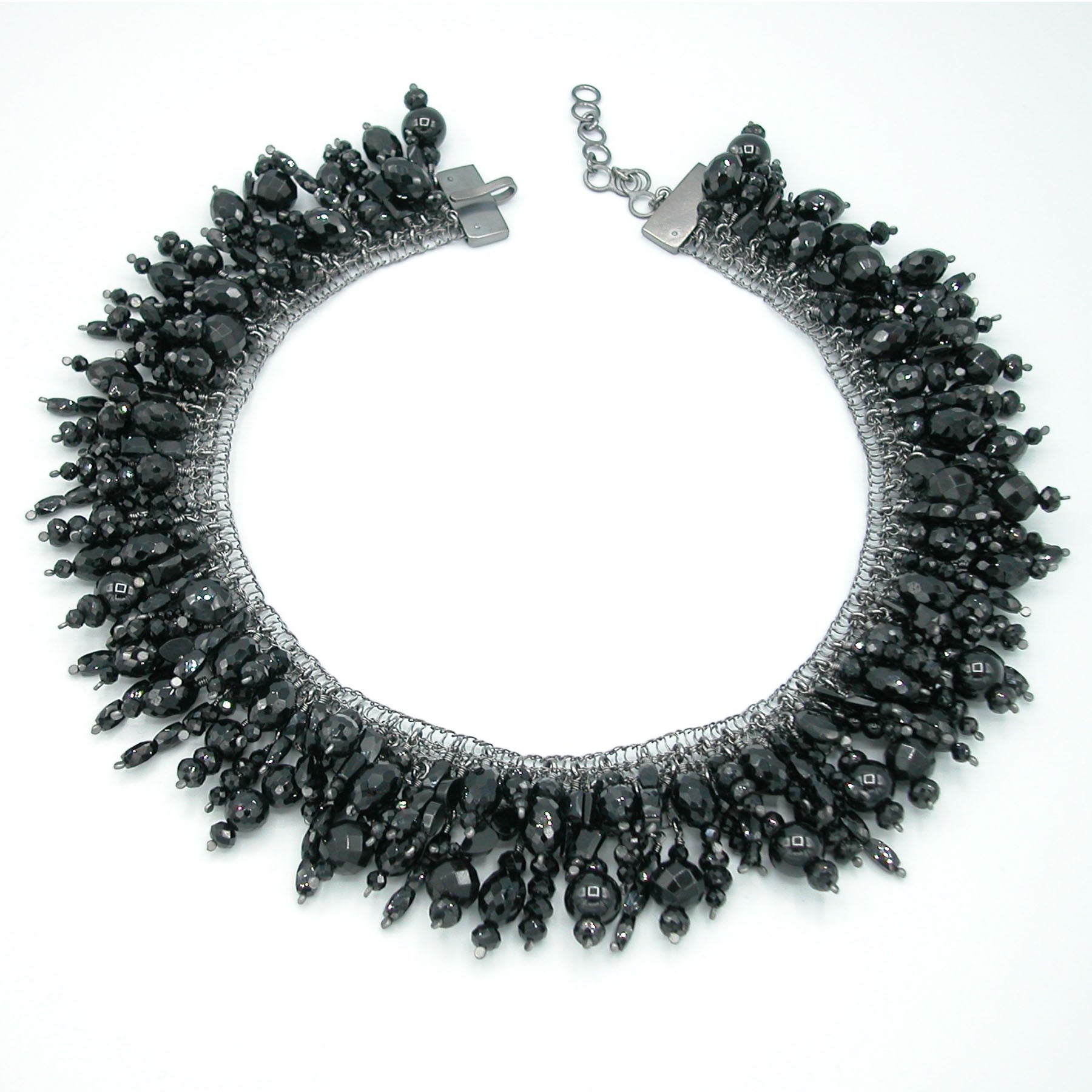 COLLIER DE CHIEN Silber925, rutheniert - schwarzer Spinell