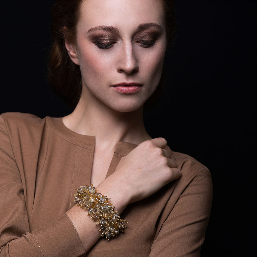 Armschmuck SEAGRAS Silber 925, goldplattiert - Citrin und Rauchquarz