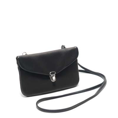 Ackermann Clutch|Schultertasche | BIARRITZ aus schwarzem Softnappa