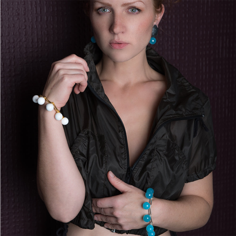 Armschmuck GOOSEBERRY Silber925, goldplattiert - blauer Bernstein
