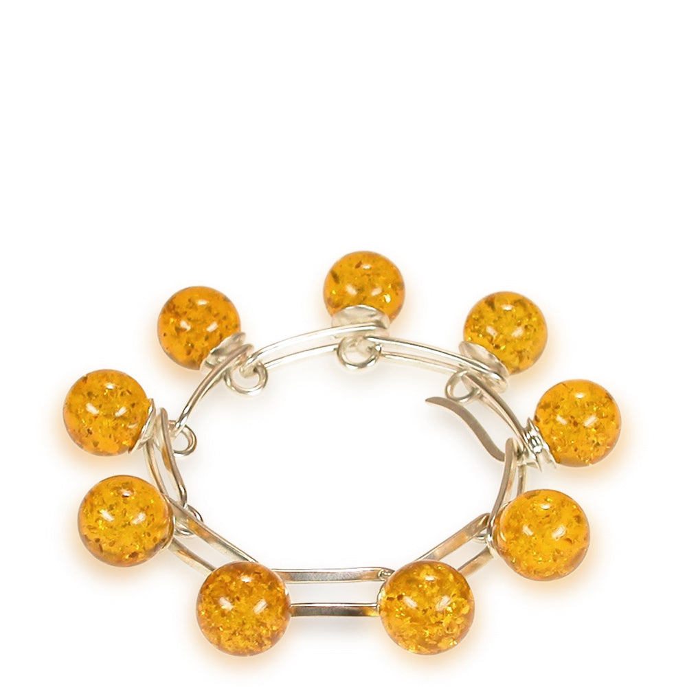 Armschmuck GOOSEBERRY Silber925, goldplattiert - grüner Bernstein
