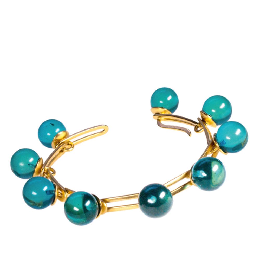 Armschmuck GOOSEBERRY Silber925, goldplattiert - blauer Bernstein
