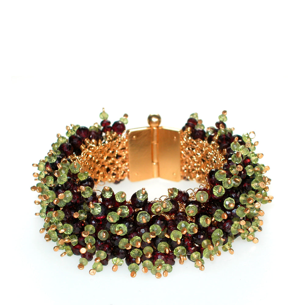 Armschmuck SEAGRAS Silber925, goldplattiert - Granat und Peridot