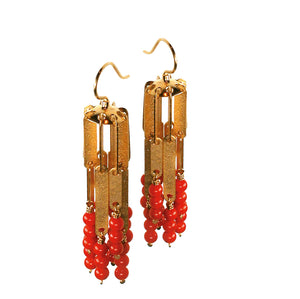 Ohrschmuck CASCADE M Silber, goldplattiert - Korallen