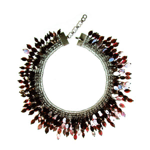 COLLIER DE CHIEN Silber925, rutheniert - Granat