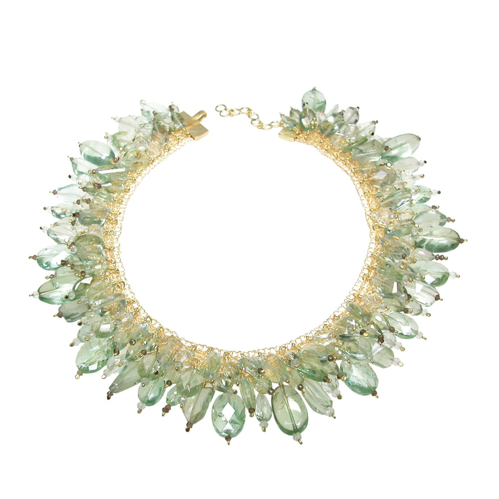 COLLIER DE CHIEN Silber, 925 goldplattiert mit Prasiolith