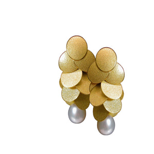Ohrschmuck LEAVES Silber, goldplattiert mit Süsswasser-Perle