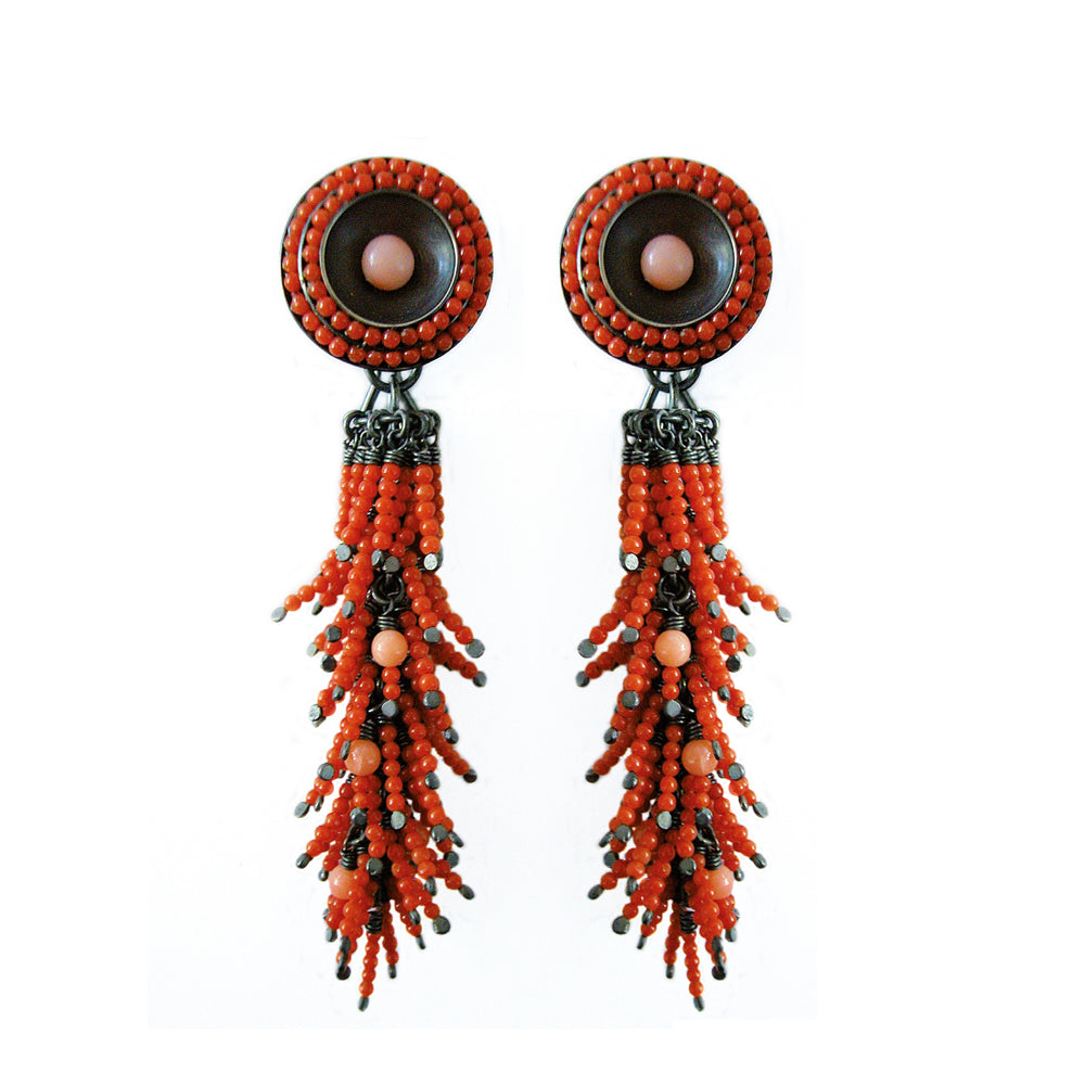 Ohrschmuck CURRANT Silber925, brüniert - Korallen