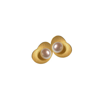 Ohrschmuck DEW DROP, Silber925 goldplattiert - Süsswasserperle