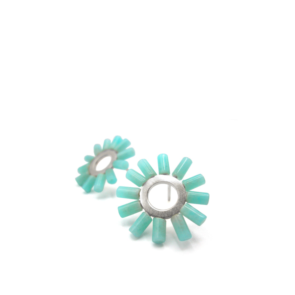 Ohrschmuck FLOWER Silber925, goldplattiert - Amazonit
