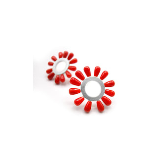 Ohrschmuck FLOWER Silber925, brüniert - Koralle