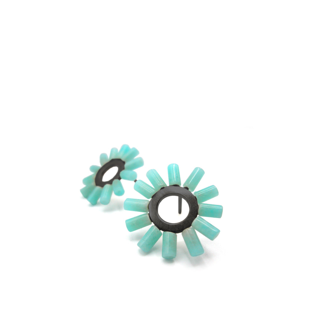 Ohrschmuck FLOWER Silber925, goldplattiert - Amazonit