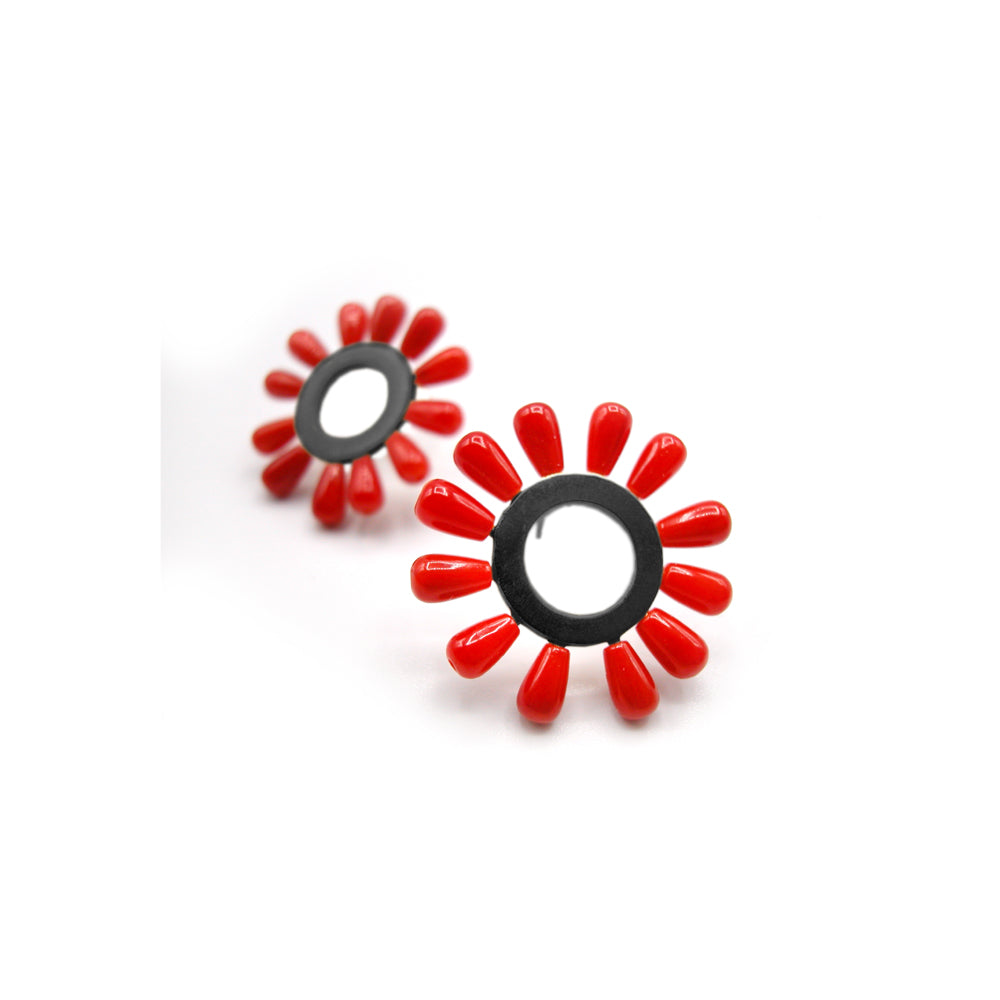 Ohrschmuck FLOWER Silber925, goldplattiert - Amazonit