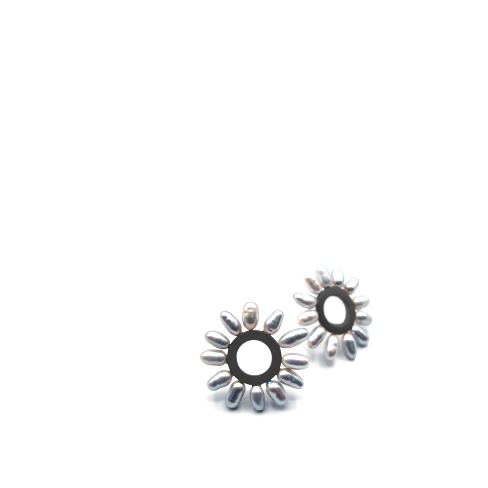 Ohrschmuck FLOWER Silber925, goldplattiert - Amazonit