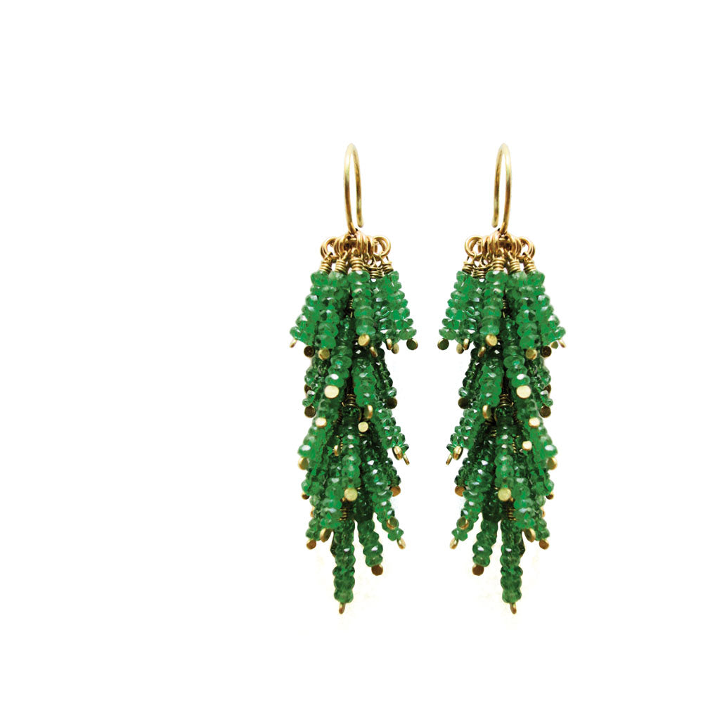 Ohrschmuck GRAPES Silber925, goldplattiert - Tsavorit