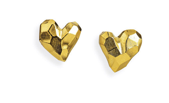 DRACHENFELS DESIGN Ohrschmuck | Herzen, facettiert aus Silber935 mit Goldplattierung